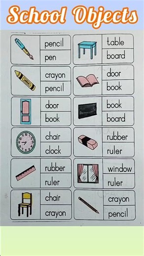 School Objects #school #schoolvocabulary #schoolsupplies #coloring #shorts