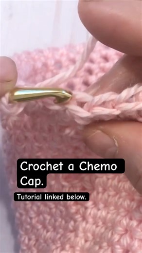 Crochet Chemo Cap tutorial linked below. #crochet #chemocap #chemotherapy #diycrochet #shortsvideo