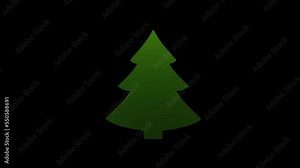 3D animation green Christmas tree rotating seamlessly looping on a transparent background using an alpha channel