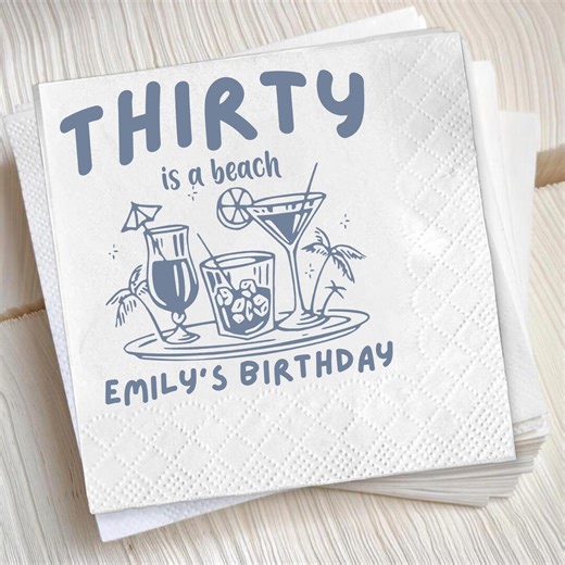 Dirty Thirty Beach Party Napkins, 30th Birthday Party Decor, Tropical 30th Birthday, Funny 30th Napkins, Dirty Thirty Decor - Etsy