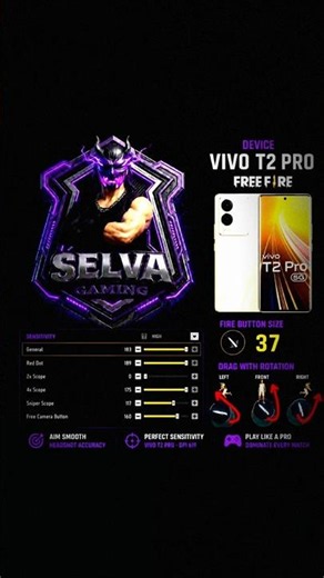 😱 Vivo T2 Pro Best Sensitivity Settings 🔥 100% Headshot Trick! (Free Fire MAX)#shorts