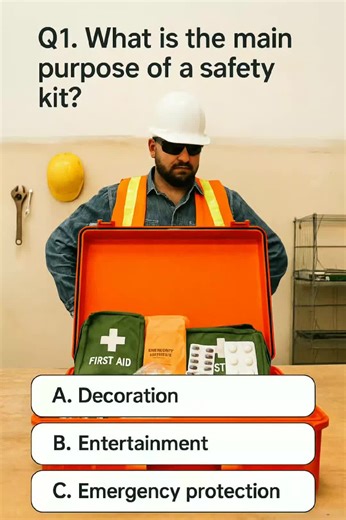 Basic Safety Kit Quiz 🔥 | Test Your Safety Knowledge! 🚑✅ #safetyfirst #SafetyKit #SafetyQuiz #FirstAid #MCQ #GeneralKnowledge #WorkplaceSafety #FireSafety #EmergencyPreparedness #SafetyTips #EducationalContent #SafeAndSmart #TikTokEducation #StaySafe #LifeSkills #QuizTime