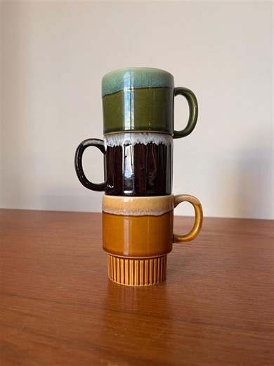 Assorted MCM Stacking Mugs - Set of 3 - 1970s - Japan - Boho Kitchen - Etsy