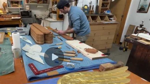 Cape Cod sign maker carving out fans with custom handmade work