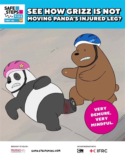 71 reactions | Grizz has got it right!  Let’s follow his example when helping someone who is hurt. ​ Tag a friend to share this first-aid tip! 藺​ Find out more: https://www.safestepskids.com/first-aid​ #SAFESTEPSKIDS Prudence Foundation International Federation of Red Cross and Red Crescent Societies | Cartoon Network | Facebook
