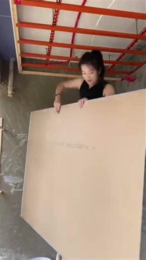 Plywood ceiling installation by woman process #ceiling #carpentry #installation