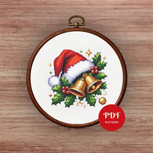 Christmas Bells Cross Stitch Pattern PDF, Santa Hat Design (pattern Keeper Compatible, Instant Download) - Etsy