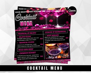 Elegant Cocktail Menu Template: Bar & Event Drink List (canva Editable, 1080x1080 Px) (digital Download - Etsy