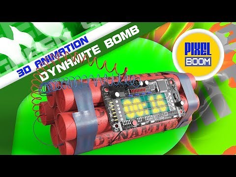 Green Screen WireBomb Dynamite with Clock Timer 3D Animation PixelBoom