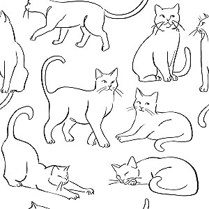 RoomMates Cat Poses Black and White Peel and Stick Wallpaper, RMWS1278