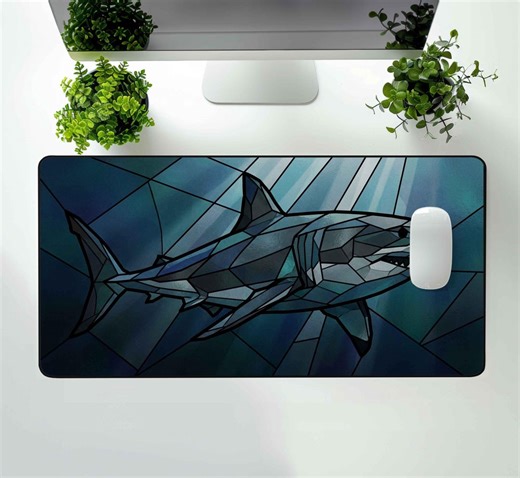 Shark Deskmat, Ocean Stained Glass Desk Mat, XL XXL Mousepad - Etsy Canada