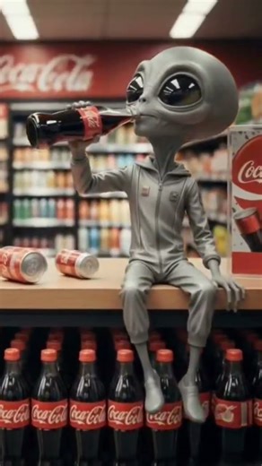 Alien's first Coke! 👽🥤​ #alien #asmr #cgi #shorts #cocacola #alien #ai #cgi #asmr #trending