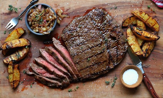 Flank Steak with Caramelized Shallots and Steak Fries | Red Meat Recipes | Weber Grills