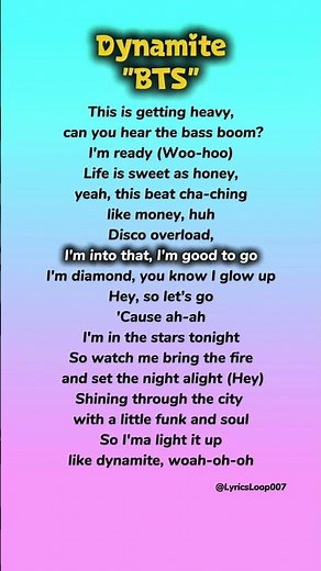 "BTS" - Dynamite (Lyrics) #songlyrics #lyrics #bts #dynamite #btsarmy
