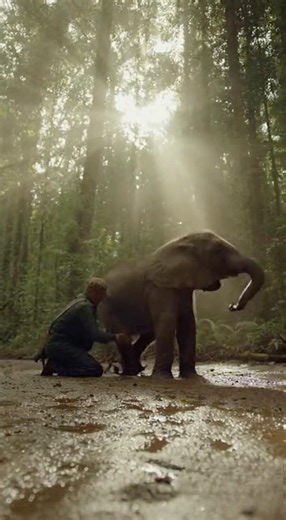 This man risks everything to save a baby elephant trapped in mud🐘💔 #shorts #animals