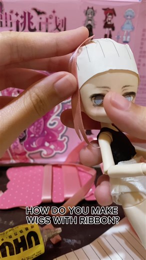 bruh #dollmakeover #bjddoll #bjd #tenthousandescapeplans #dollwig | how to make hair using ribbon