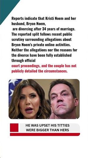 Kristi Noem and Husband Bryon Reportedly Divorcing After Cross-Dressing Claims