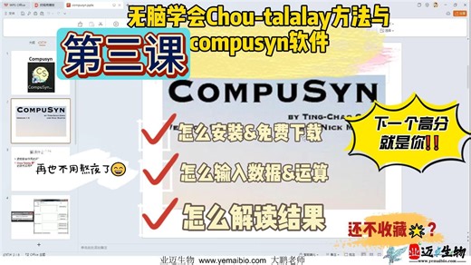 （3）Chou-Talalay分析法，药物联合作用分析 Compusyn软件安装与下载，软件用法与结果解读