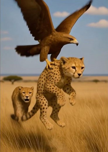 Unbelievable Fight - Mother Cheetah Fighting Giant Eagle to Rescue Her Cub #wildlife #cheetah