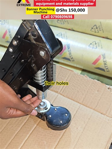 Extreme banner punching machine perfect for creating cute holes in your banners after printing for easy hugging on the wall or any other platform. Extreme, we are the main manufacturers of these machines @only Shs150,000 we supply this machine and offer free assemble services One yeah warranty period Plus after sales services!😊 For more information and inquiries about our machines and materials Kindly reach us at: Metropole House behind Pearl Bank Nkrumah road Kampala, or visit our show room at