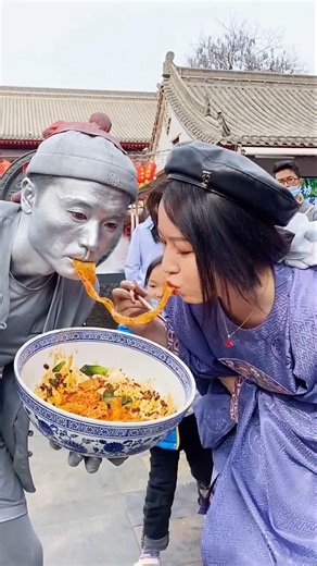 Wow! I’ll eat all the food from this statue. 🥰😳 #shorts #viral