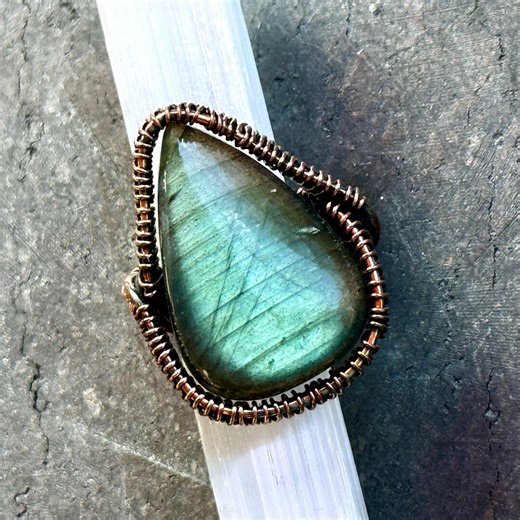 Labradorite Copper Wire Ring: Size 8 - Etsy