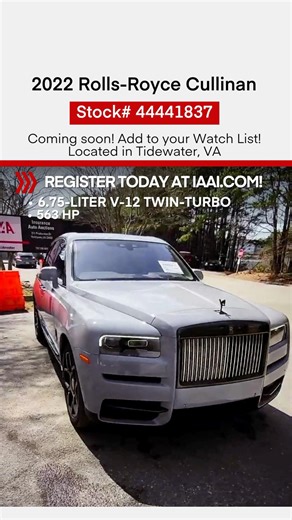 $330K theft recovered 2022 Rolls-Royce Cullinan ready for auction soon! Register at iaai.com #iaai