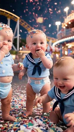 🎡 Triple Babies Take Over the Amusement Park! #shorts #AmusementParkChaos #BabyAdventure #BabyFun