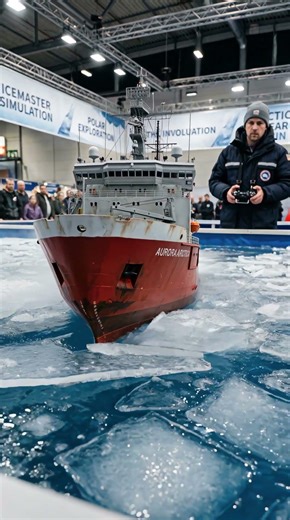 Ultra Realistic RC Polar Research Icebreaker Breaking Through Ice