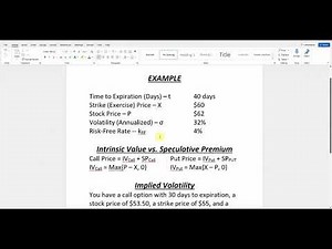 BS Option Pricing Model Spreadsheet Tutorial