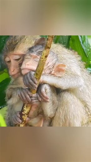 Adorable Baby Monkey Enjoys the Rain in Brazil