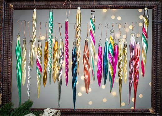 1950s Christmas Icicles Ornament, Glass Vintage Shiny Xmas Tree Holiday Decor - Etsy