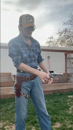 Triple shot with one hand. Single action revolver tricks