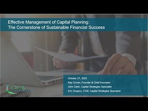 Effective Management of Capital Planning