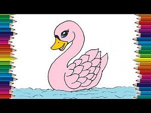 How to draw a swan cute step by step | Easy animals to draw