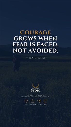 Fear weakens when it is confronted directly. Stoicism teaches courage through deliberate action. Avoidance reinforces limitation and doubt. Growth requires stepping into discomfort with intention. Confidence follows effort over time. Save this and follow The Modern Stoic for daily courage. | The Modern Stoic | Facebook