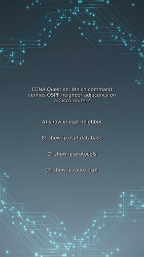 CCNA Quiz: Which command verifies OSPF neighbor adjacency on a Cisco router?