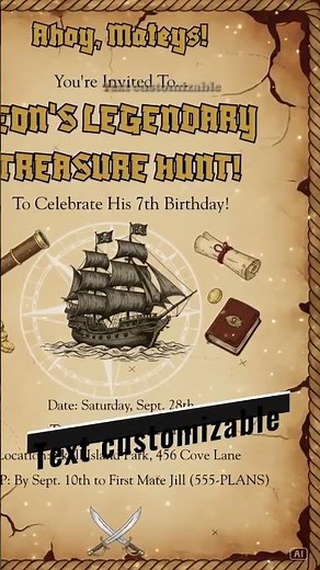 Pirate Treasure Hunt Invitation Template