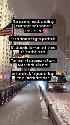 Brain Health | Neuroplasticity | Neurobiology on Instagram: "Neuroscience research on cognitive closure reveals why you sometimes obsess over tiny things and barely think about major ones. Your brain has a system for tracking incomplete tasks and unresolved situations. When something registers as “open,” it stays in active monitoring, regardless of importance. This is why a brief, awkward text exchange can loop in your mind for days, while a significant work decision you made confidently barely 