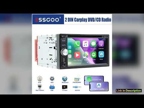 ESSGOO 2 DIN 62inch Car Stereo CD DVD AM FM RDS USB Bluetooth TF AUX Carplay Android Auto Head
