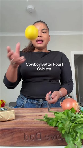Cowboy Butter Roast Chicken Recipe Butter, parsley, chives, mixed herbs. Pepper, paprika, garlic, Aromat or all purpose seasoning, lemon juice, skin mustard, chilli flakes or oil Add lemon and onion inside chicken Massage on chicken Air fry 55mins 200 degrees or until cooked #cookwithme #roastchicken #cowboybutter #dinnerideas #foodtok
