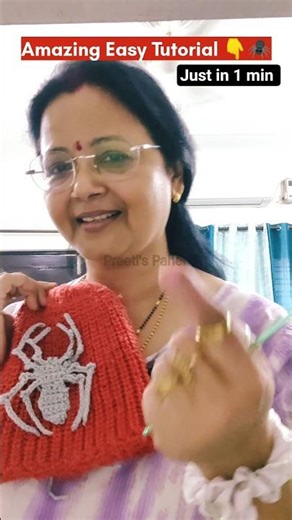 Amazing Easy Tutorial Just in One Minut🕷️ | Easy Applique for Beanies, Gloves 💥#crochet #shorts #yt