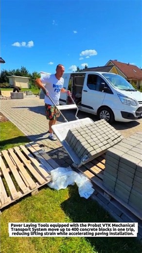 Paver Laying Tools Install 400 Concrete Blocks Faster with Probst VTK Mechanical Transport System