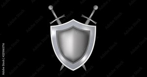 Set Of Animations Of Shield And Swords Appearance includes Alpha channel embedded with 4k PNG file.