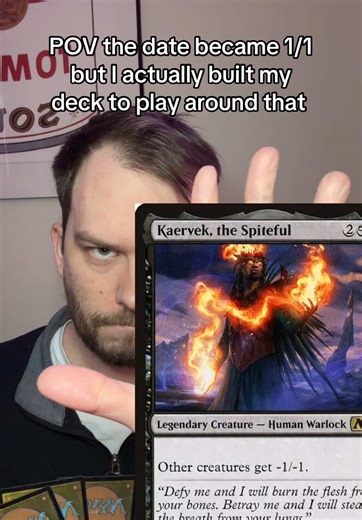Official Ruling: if the date becomes 0/0 by this effect, the year is immediately ended by state-based actions. No additional years may be started and the game ends in a draw. For real though I love Kaervek, the Spiteful (especially with Maha from Bloomburrow) #funny #mtg #mtgtiktok