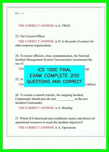 ICS 100C FINAL EXAM COMPLETE 200 QUESTIONS AND CORRECT video