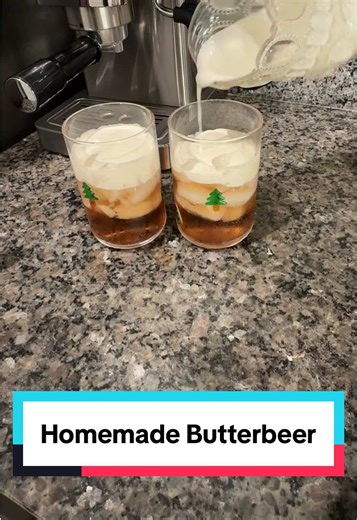 Harry Potter fans, if you have never made homemade butterbeer, you have to try it! We made some for the first time this weekend and it was so easy! #butterbeer #harrypotter #harrypottertiktok #harrypottertok #hogwarts