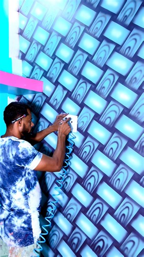 Spray wall 3d painting flowers 🌺 Design #shorts #trending #art