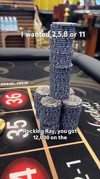 Huge outside bet on center numbers plus another big stack on first 18. High stakes roulette 1 spin!