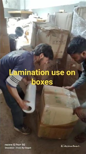 Lamination work on boxes